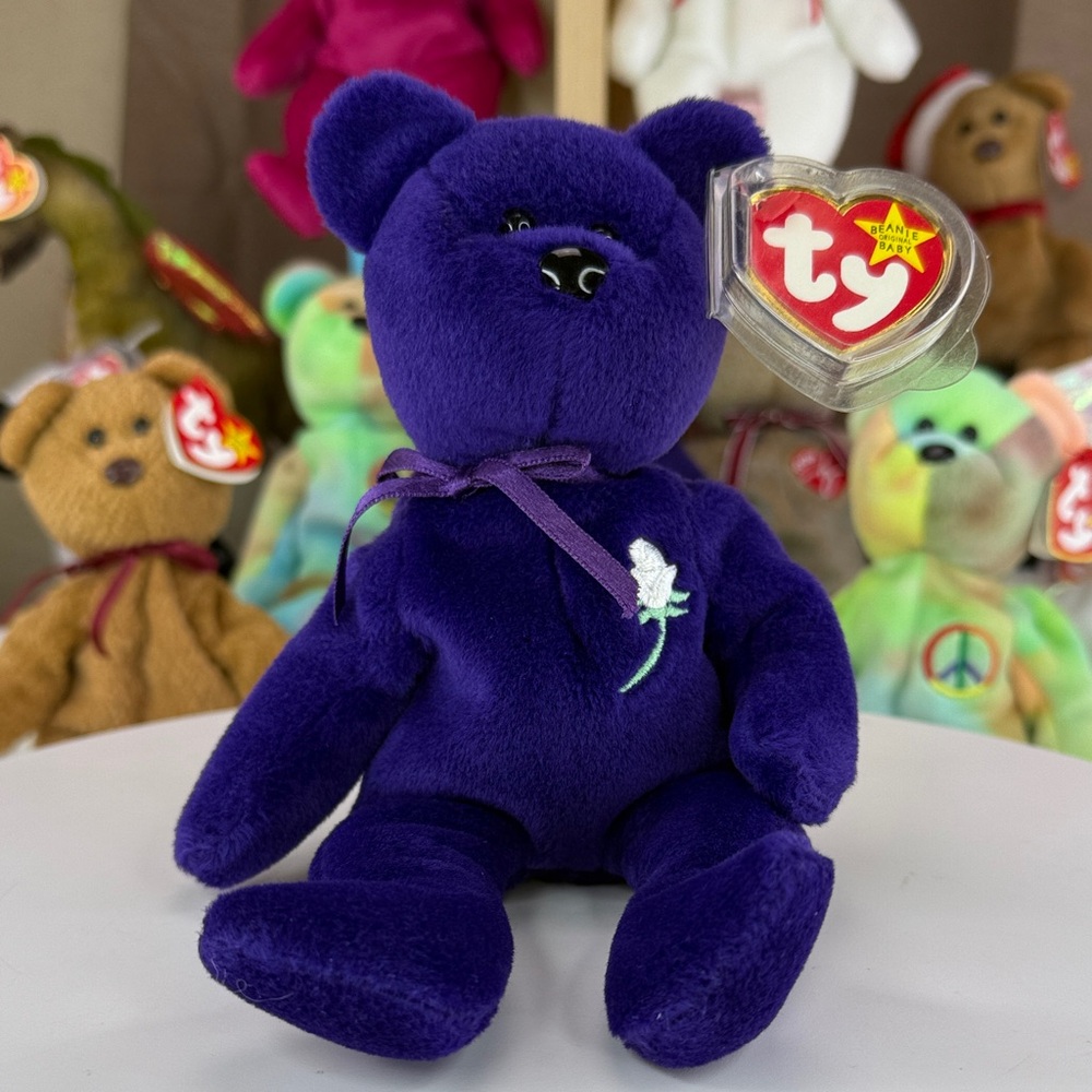 👑❤️RARE - PVC Pellets - 1st Edition Ty Beanie Baby Princess Bear - China - MWMT